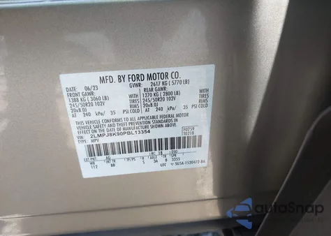 2023 Lincoln Nautilus Reserve из США, поврежденный, VIN 2LMPJ8K90PBL13354